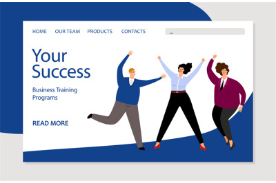 Business landing page template. Successful business, training programs