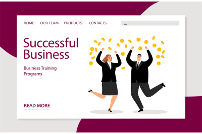 Successful business landing template. Vector business illustration wit