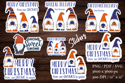 Christmas gnomes. Merry Christmas stickers.