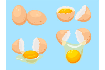 Cartoon eggs icons set