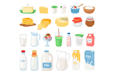 Dairy products, milk, cheese yoghurt and ice cream