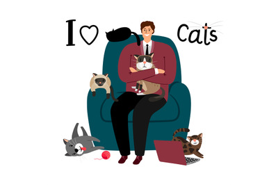 Happy man with cats card