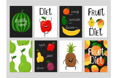 Cartoon fruits cards