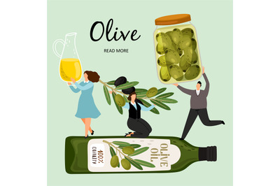 People hold olive products