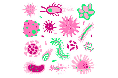 Cartoon bacterias set