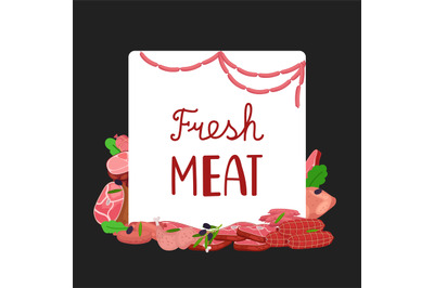 Fresh causages, meat banner template