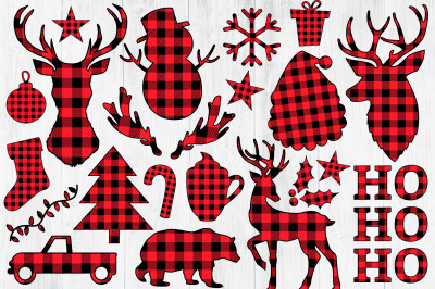 Buffalo Plaid Clipart, Christmas Lumberjack Clipart, Christmas Buffalo