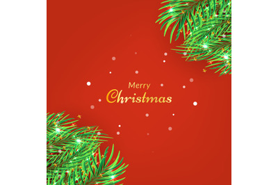 Red christmas background design with gold ball ornament