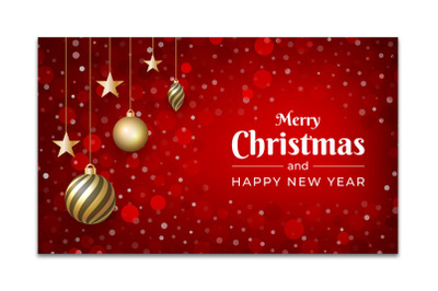 Merry Christmas and New Year design with red color and snow effect