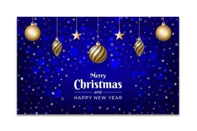 Merry Christmas and New Year design with blue color and snow effect