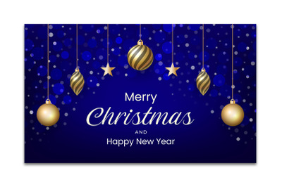 Merry Christmas and New Year design with blue color and snow effect