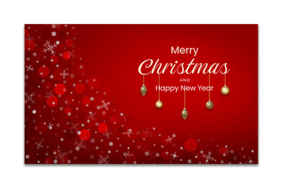 Merry Christmas and New Year design with gold ornaments, red colors an