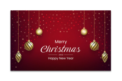 Merry Christmas and New Year design with gold ball ornament