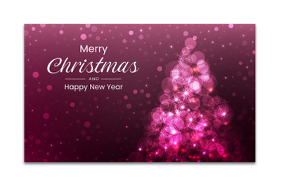 Merry Christmas background design with sparkling pink tree