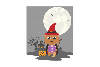 cute bear with halloween costume