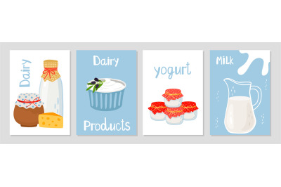 Dairy products cards template