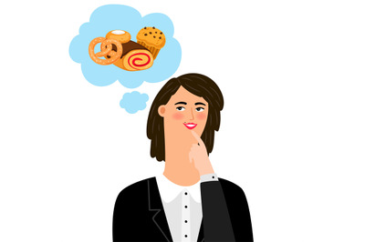 Woman thinking about bakery products