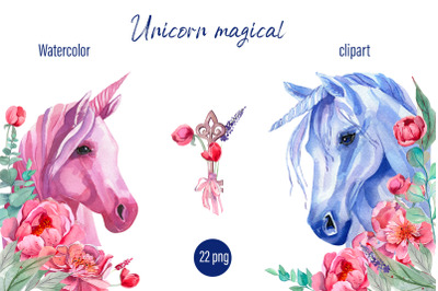 Unicorn clipart Watercolor