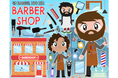 Barber Shop Clipart - Lime and Kiwi Designs