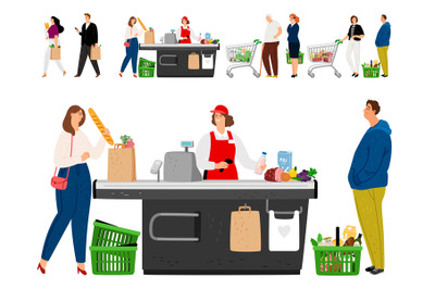 Shopping queue illustration