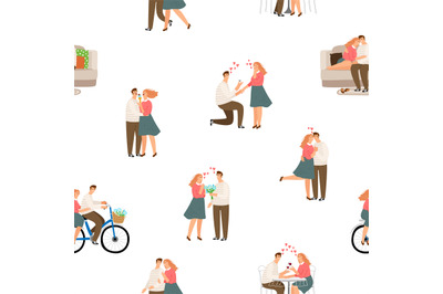 Seamless pattter happy love couple vector illustration