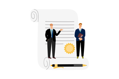 Deal, business contract vector illustration. Businessmen make an agree