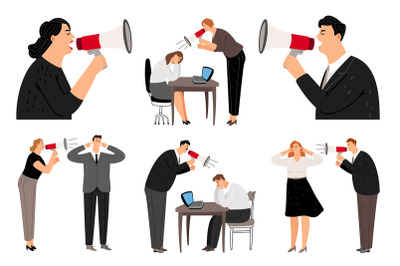 Bullhorn screaming business people