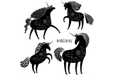 Black unicorn silhouettes