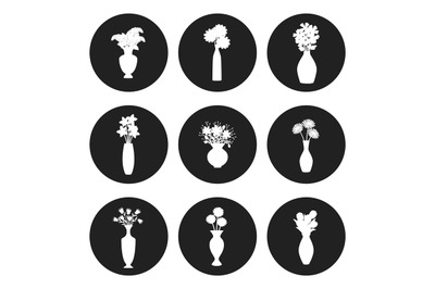 Flowers bouquet silhouettes