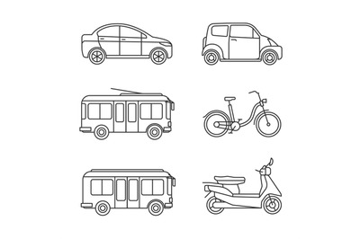 City transport thin line icons