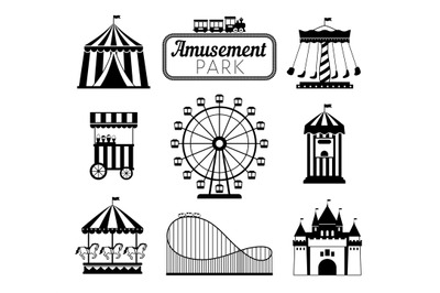 Amusement park black icons