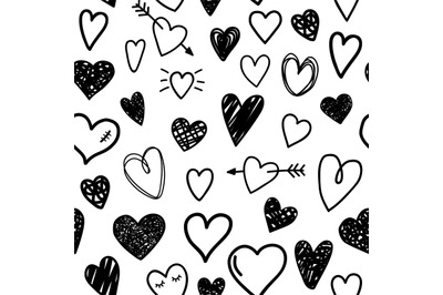 Black sketch hearts