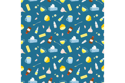 Cold remedies seamless pattern