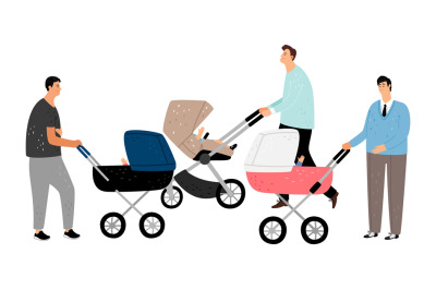 Fathers with baby stroller