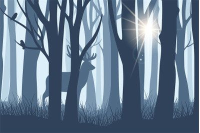 Deer in forest landscape