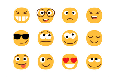 Yellow fun emoticons faces