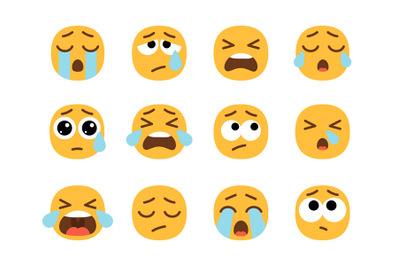 Yellow crying emoji faces