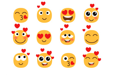 Love eyes emoticons faces