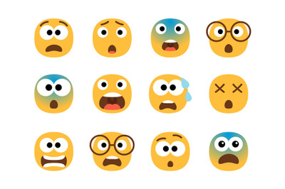 Scared emoticon faces