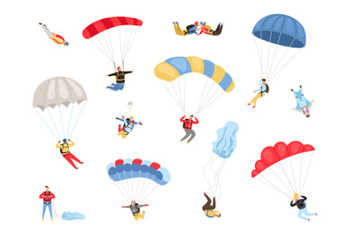 Parachute skydivers set