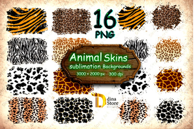 Sublimation Animal skins Distressed Backgrounds png Bundle