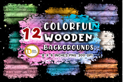 Sublimation Backgrounds - Colorful wooden Distressed Png