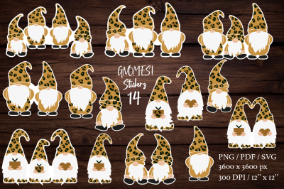 Leopard Gnome stickers. Leopard gnomes.