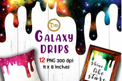 Sublimation Cliparts 12 Galaxy Shiny Drips Bundle
