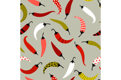 Chili pepper flat vector seamless pattern