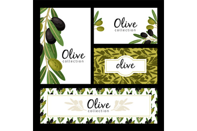 Olive leaves and berries cards