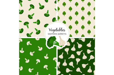 Vegetable seamless patterns set