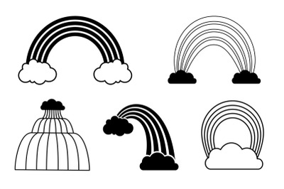 Black white rainbow set for coloring template