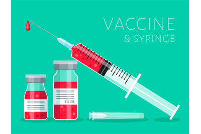 Vaccine and syringe vector illustration