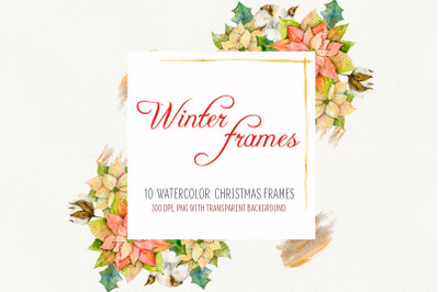 Watercolor Winter frames. Christmas cliparts